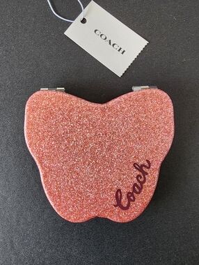 ✨️NWT✨️ Coach Pink Glitter Butterfly Compact Mirror